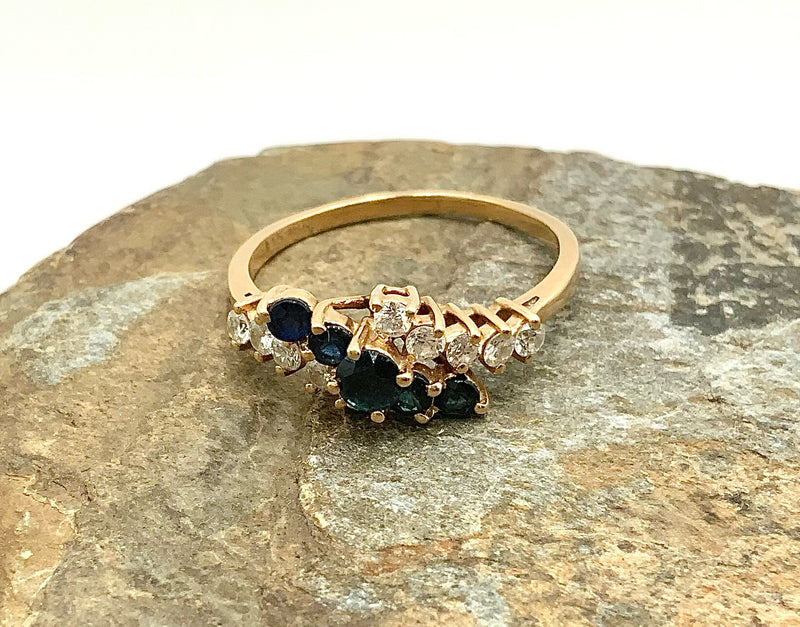 14kt Gold, Diamond & Sapphire Ring