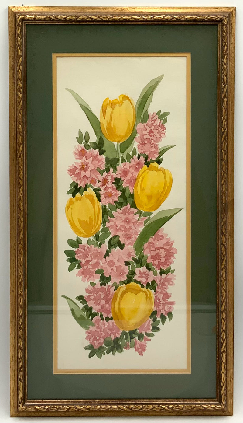 Original Watercolor of Yellow Tulips
