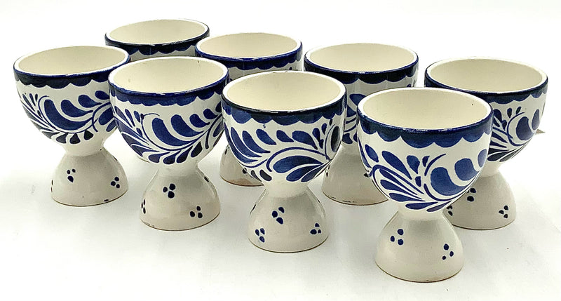 Set/8 Anfora Puebla Blue Egg Cups