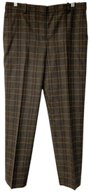 THEORY Grey/Brown Plaid Double Breasted Wool Blazer & Straight Leg Pants 2 PC