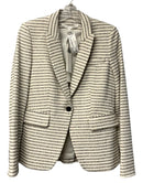 VERONICA BEARD Black/Tan/White Cutaway Tweed Dickey Jacket