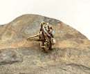 14kt Gold, Diamond, Opal & Emerald Ring