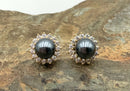 14kt Gold & Tahitian Pearl Earrings w/CZ Earring Jackets