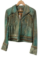 Double D Ranch Verdi Gris Distressed Lea Twist Fringe Copper & Brass Stud Jacket