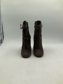 ALAIA Taupe/Black Suede Curved Wedge Lace Up Boots 39.5 AS IS