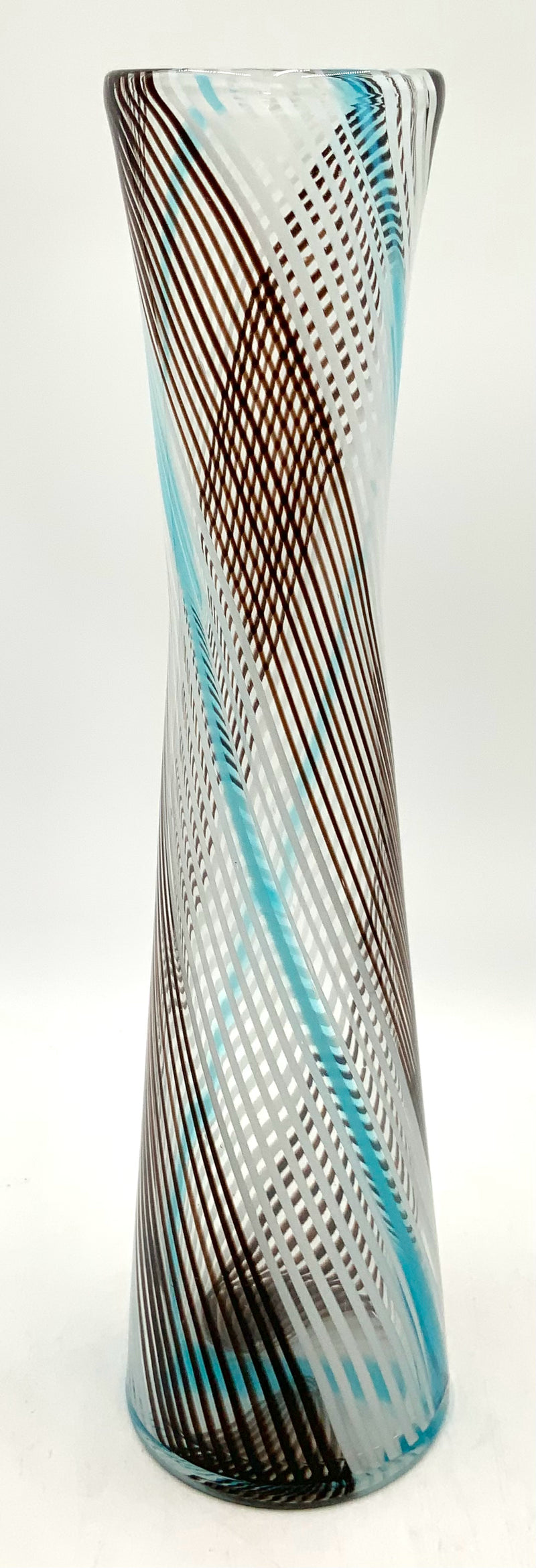 Vintage Handblown Glass Vase with Stripe Pattern