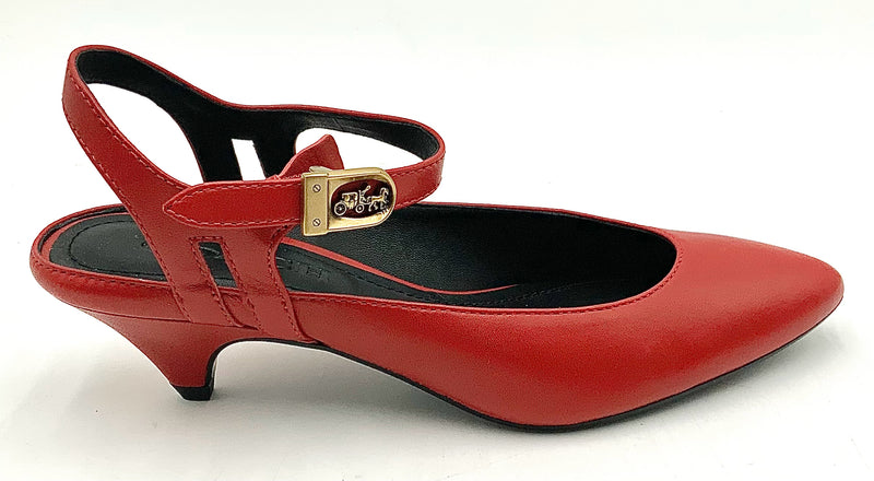 COACH Red Leather Cone Heel Slingbacks 6