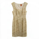 TORY BURCH Sunglow Yellow Tweed Scoop Neck S/L "Emma"  Dress