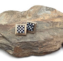 14kt Gold & Mother of Pearl Checkerboard Style Inlay Earrings