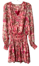 RAMY BROOK Pink Multi Abstract Print Smocked Waist L/S Dress