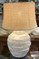 White Ceramic Bamboo Motif Lamp