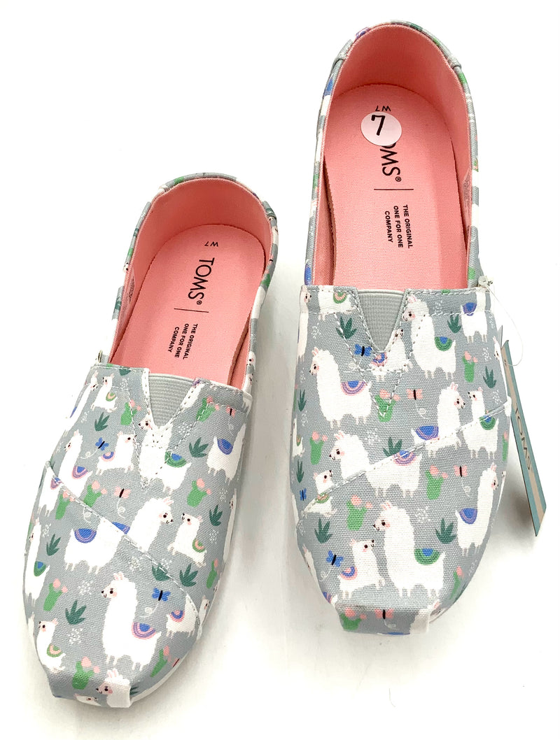 TOMS Grey Loveable Llama Print Slip Ons 7