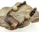 Artisan Smoky Topaz Quartz & Carved Jade Beaded Necklace