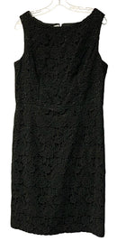 TALBOTS Black w/Black Lace Overlay S/L Dress