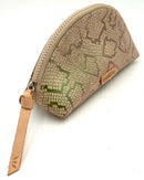 CONSUELA Tan/Metallic Reptile Emboss Lea Zip Pouch