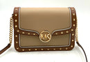 MICHAEL KORS Brown/Camel Leather "Leida" Studded Shoulder Bag