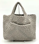 FALOR Grey Woven Leather Tote Bag AS IS