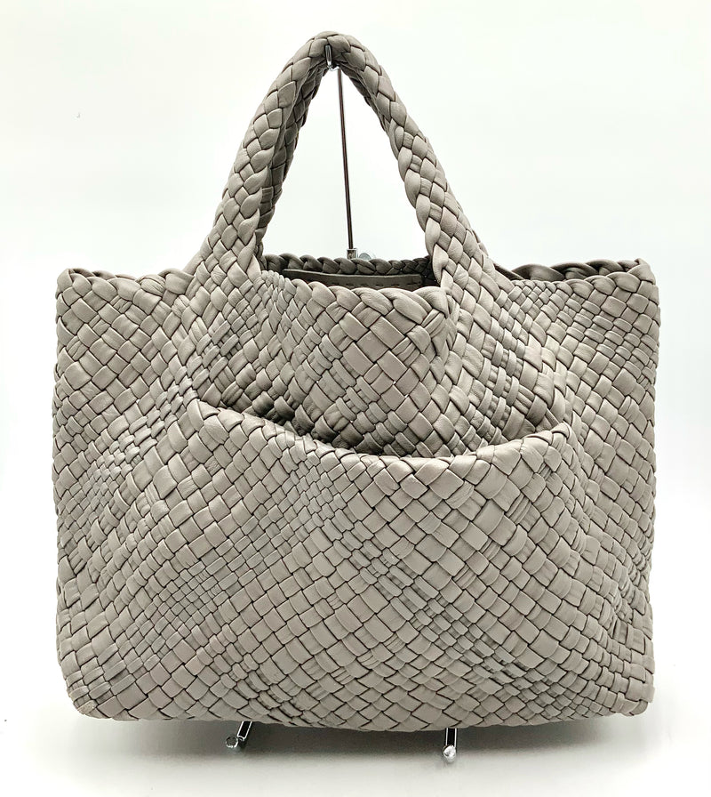 FALOR Grey Woven Leather Tote Bag AS IS
