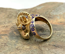 14kt Gold & Blue Enamel Bypass Ring