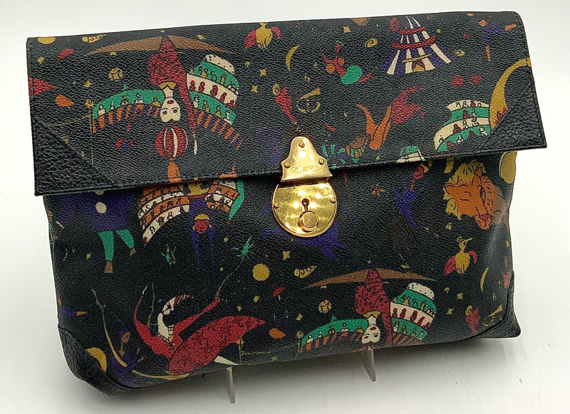 PIERO GUIDI Black Multi Circus Magic Print Clutch