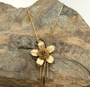 10kt Gold & Gold Plated Floral Motif Bolo-Style Slide Necklace