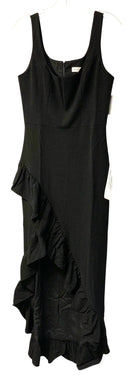 DRESS THE POPULATION Black Square Neck "Charlene" Ruffle Gown