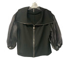 NY77 Black w/Sheer Black Puff Sleeve Zip Jacket