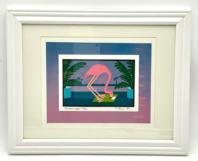 Vintage Numbered Print of FLamingo on Scale