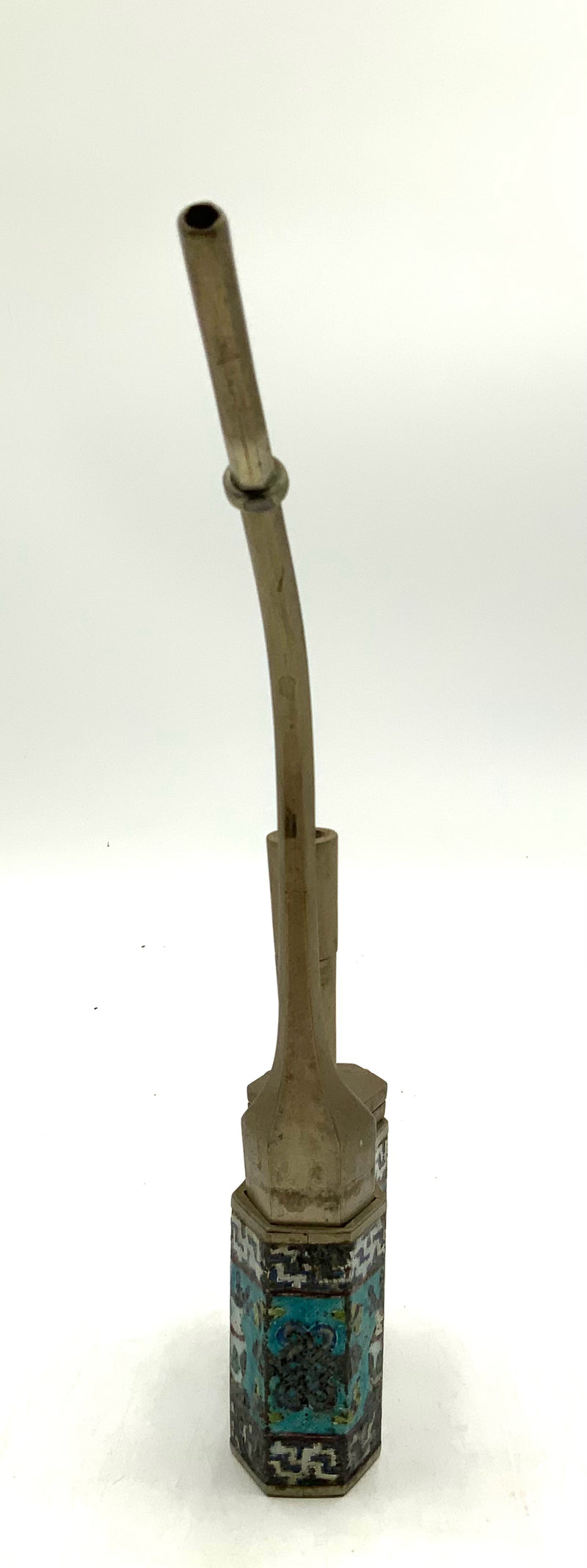 Antique Chinese Paktong Cloisonne Water Pipe