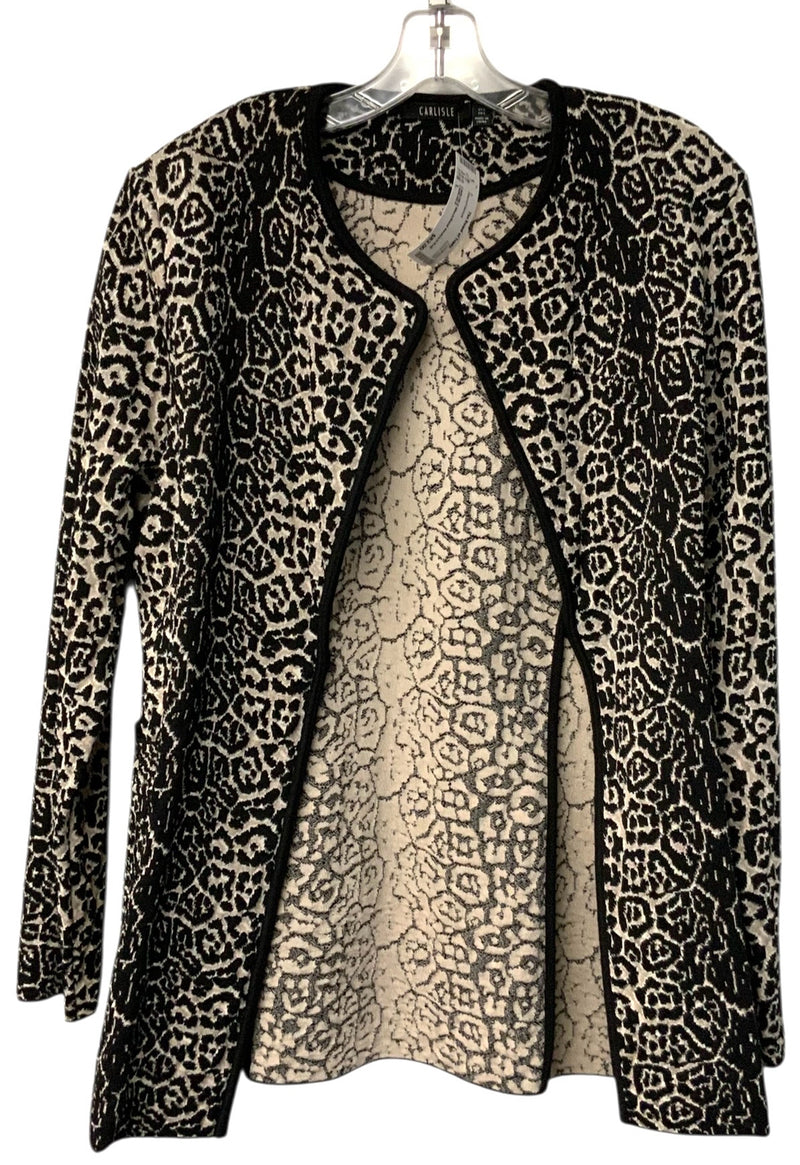 CARLISLE Black/Sand Abstract Knit L/S Open Jacket