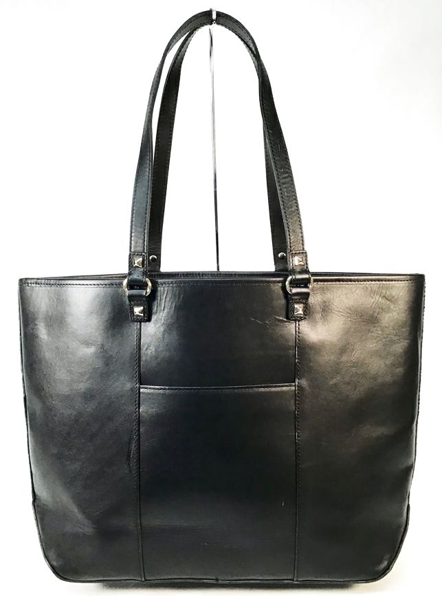 REBECCA MINKOFF Black Leather Calfhair E/W Dylan Tote AS IS