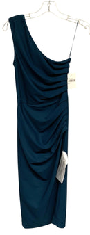 DRESS THE POPULATION Peacock Blue Martine Stretch Crepe One-Shoulder Dress