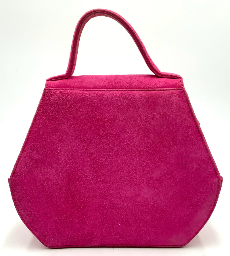 ANNE KLEIN CoutureVintage Fuchsia Suede Top Handle Bag