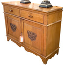 Antique Oak Cabinet with Carved Detail