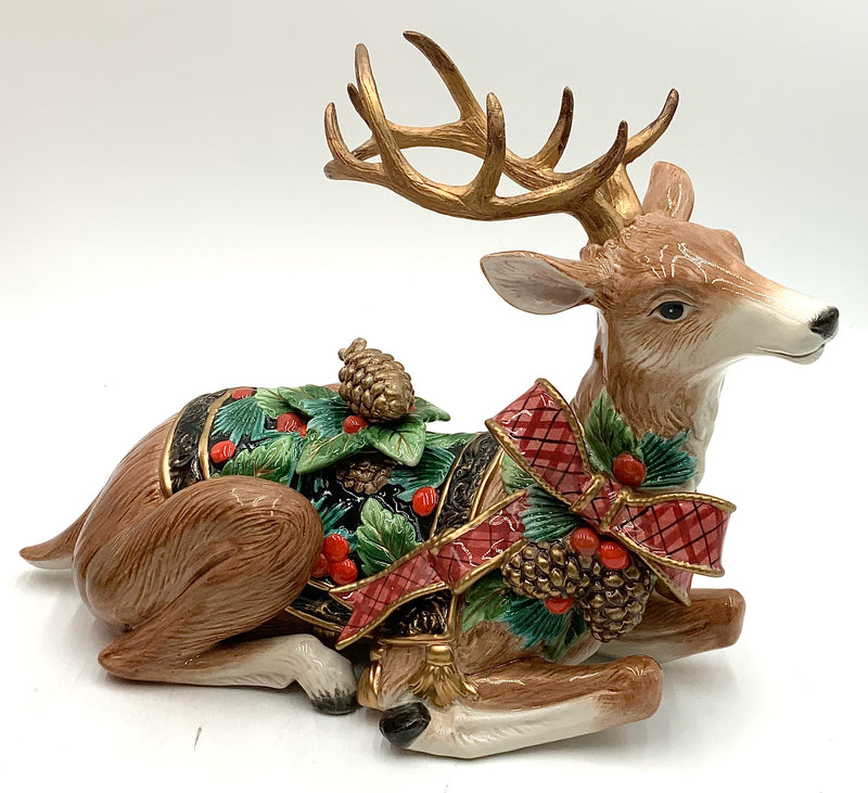 Fitz & Floyd Holiday Pine Reindeer Candleholder