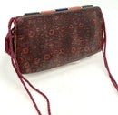 JUDITH LEIBER Vintage Red Lizard Lapis Carnelian Onyx Closure Tassel Bag