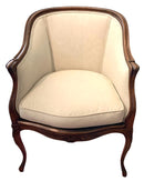 Antique French Arm Chair With Linen Upholstery