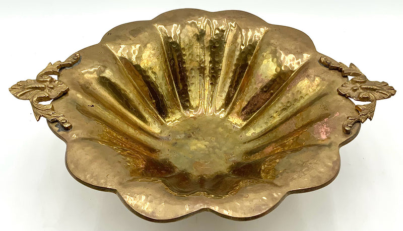 Hammered Brass Footed Centerpiece Bowl