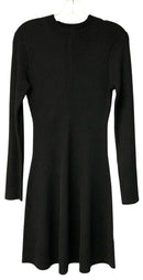 THEORY Black Ribbed L/S Wool Sweater Dress