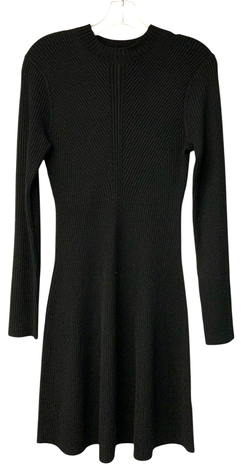 THEORY Black Ribbed L/S Wool Sweater Dress