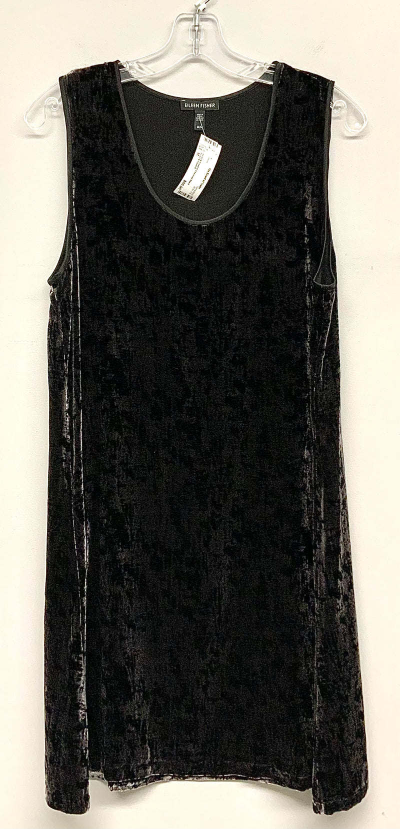 EILEEN FISHER Charcoal Black Crushed Velvet S/L Dress