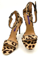 RALPH LAUREN Purple Label Tan Brown Leopard Calf Hair Colson H/H Sandals 39.5