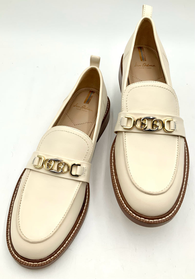 SAM EDELMAN Cream Lea "Christy" Loafers 10