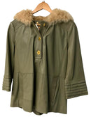 TORY BURCH Green Leather Dyed Lamb Turnlock Button Pullover