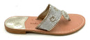 JACK ROGERS Pewter Leather Silver Glitter Original Jacks Sandals 8