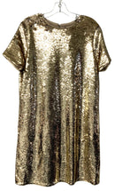 EMPORIO ARMANI Gold Sequin Keyhole Back S/S Dress