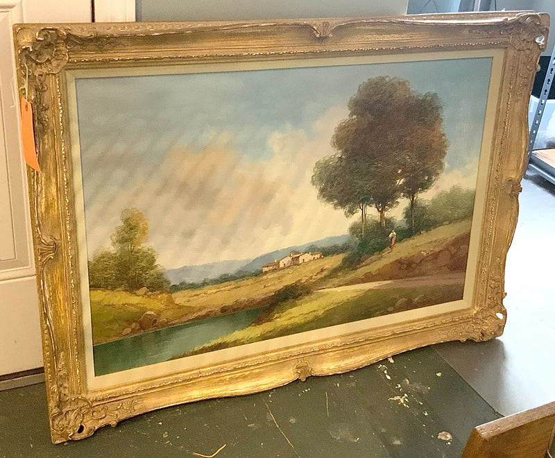 Toni Bordignon Oil on Canvas Landscape in Gold Frame