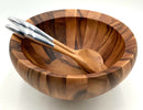 Nambe Wood Salad Bowl With Servers