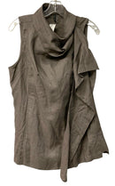 STELLA CARAKASI Taupe w/Scarf Collar S/L Linen Top