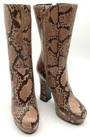 MICHAEL KORS Collection Taupe Black Genuine Python Emmy Platform Boots 38.5